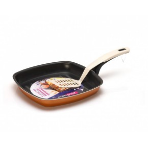 Сковорода-гриль с антипригарным покрытием 27х27 см серии Smart Copper с лопаткой (SLBF27C-EUI)