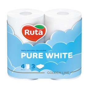 Туалетная бумага Ruta Pure White 3-слойная 4 рулона