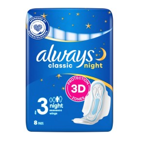 Гігієнічні прокладки Always Classic Night Single 8 штук