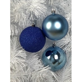 Набор шариков 8 см 6 штук синих 3в1 глянцевая/блестящая/матовая (SD3045)