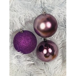 Набор шариков 8 см 6 штук фиолетовых 3в1 глянцевая/блестящая/матовая (SD3053)