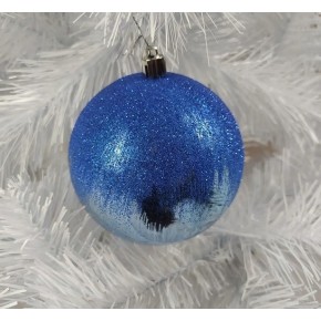 Набор глянцевых шариков с блестками синие 8 см 6 штук (SD3086)
