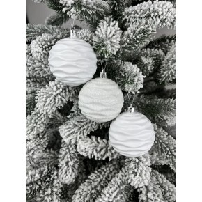 Набор шаров Волна 6 см 6 штук белых 3в1 глянцевая/блестящая/матовая (SD3202)