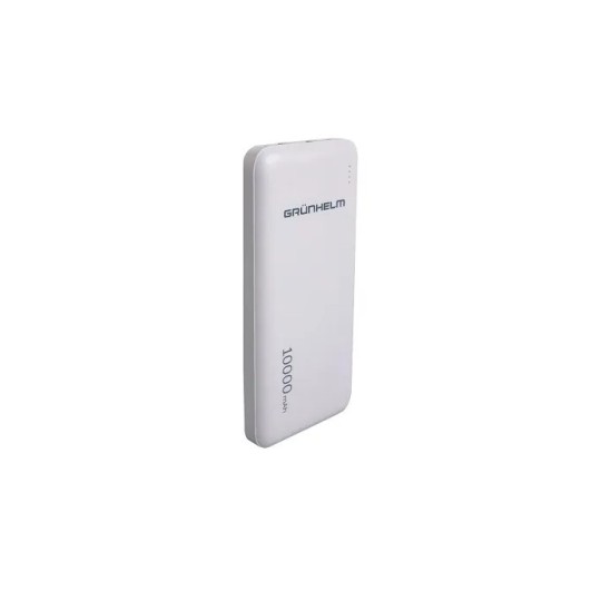 POWER BANK ПОРТАТИВНА БАТАРЕЯ 10.000 mAh, БІЛИЙ - GP-03AW (GRUNHELM)