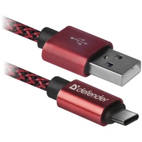 Кабель Defender USB09-03T PRO USB2.0 AM-Type-C 1 м червоний