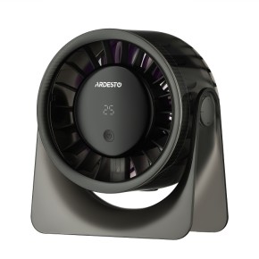 Вентилятор аккумуляторный Ardesto OneBreeze 12 см настольный с дисплеем USB-A Type-C серый (FT-M95B)