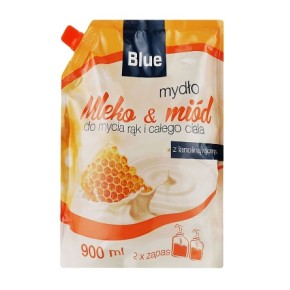 Мило рідке ТМ"Blue" Mleko & miód, в полімерному пакеті, маса нетто - 900мл