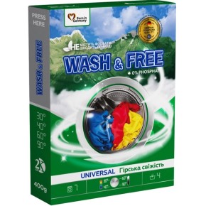 Стиральный порошок Wash&Free универсальный Горная свежесть 400 г