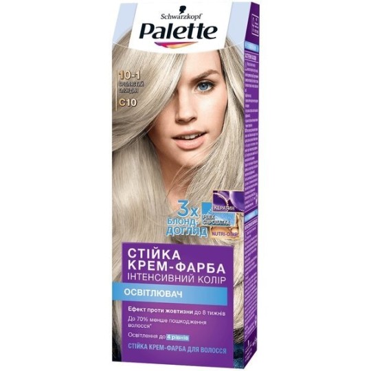 Стійка крем-фарба для волосся Palette ICC 10-1 C10 Сріблястий блондин