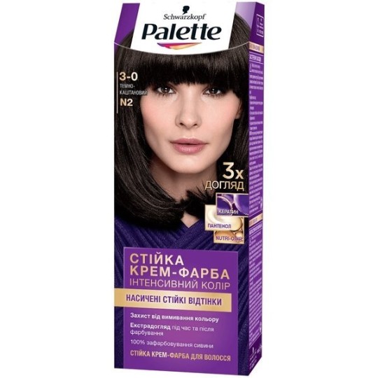 Стойкая крем-краска для волос Palette ICC 3-0 N2 Темно-каштановый