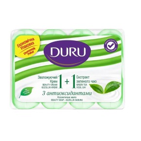 Мыло туалетное Duru 1+1 Зеленый чай с увлажняющим кремом 4х80 г