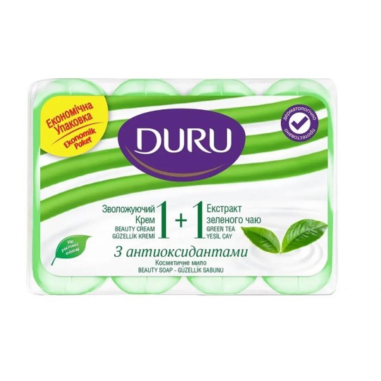 Мыло туалетное Duru 1+1 Зеленый чай с увлажняющим кремом 4х80 г