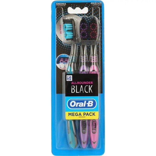 Зубна щітка Oral-B Black 40 всебічна чистка Medium середня 3 штуки