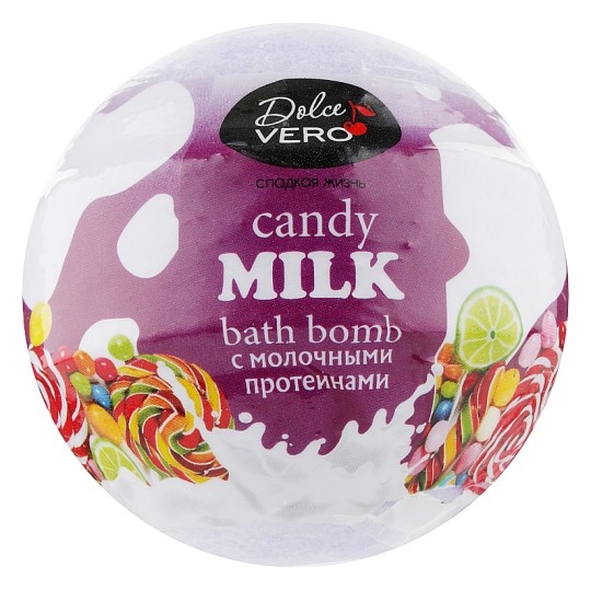 Бомбочка для ванны Dolce Vero Candy milk фиолетовая 75 г