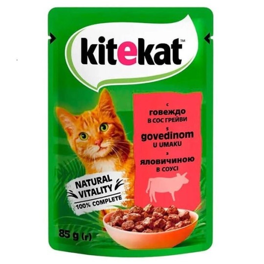 Корм Kitekat с Говядиной в соусе 85 г