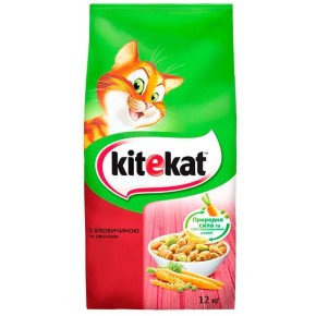 Корм сухой Kitekat для кошек с говядиной и овощами12 кг