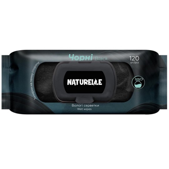 Вологі серветки Naturelle Classic 120 штук універсальні чорні