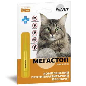 Капли ProVET МЕГАСТОП для кошек 4-8 кг 1 мл (инсектоакарицид, антигельминтик) PR241746