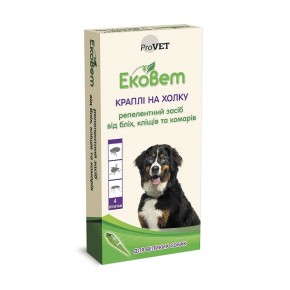 Краплі ProVET ЕкоВет для великих порід собак 4 піпетки по 2 мл (репелент) PR241112