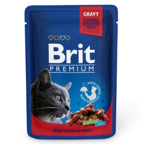 Корм Brit Premium Cat с тушеной говядиной и горохом 100 г