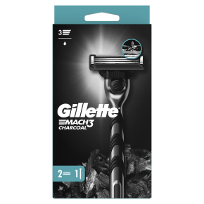 Бритва для гоління Gillette Mach 3 Charcoal з 2 змінними касетами