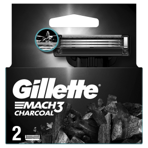 Сменные кассеты для бритья Gillette Mach 3 Древесный Уголь 2 штуки