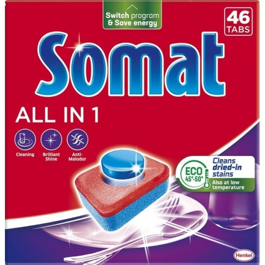Таблетки для посудомийної машини Somat All in one Все в 1 46 штук