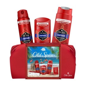 Подарочный набор Old Spice Кептан Гель для душа 250 мл + Аэрозольный дезодорант 150 мл + Дезодорант-стик 50 мл + косметичка