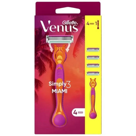Бритва для бритья Gillette Simply Venus Miami Vibes с 4 сменными кассетами