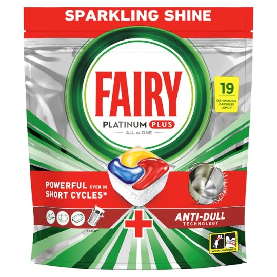 Капсулы для посудомоечных машин Fairy Platinum Плюс Все в одном Лимон 19 штук
