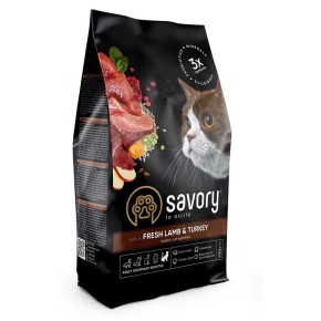 Корм сухой для кошек Savory с свежим ягненком и индейкой 2 кг (30082)