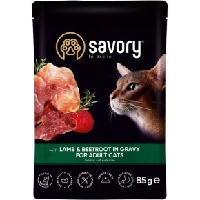 Корм для дорослих котів Savory з Ягням та Буряком у Соусі 85 г (20123)