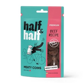 Ласощі для собак Half&Half м'ясні монетки з яловичиною 100 г