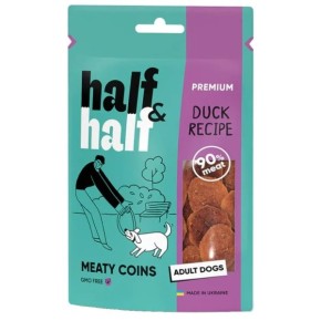 Ласощі для собак Half&Half м'ясні монетки з качкою 100 г