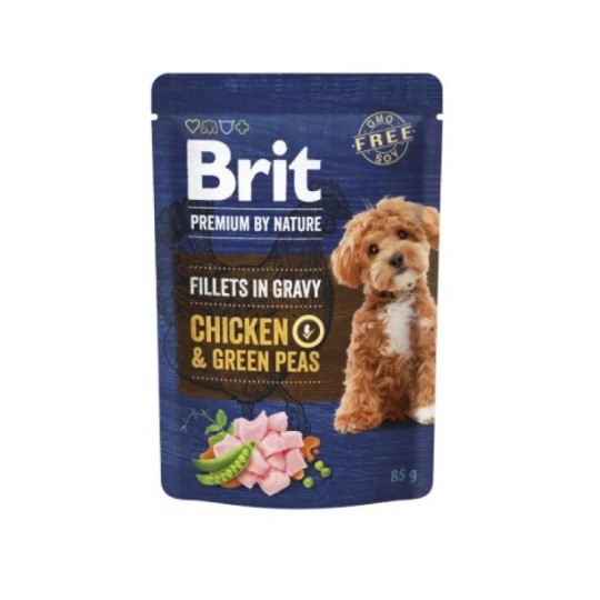 Корм для собак Brit Premium Fillets in Gravy с курицей и зелёным горошком 85 г