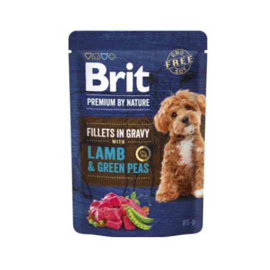 Корм для собак Brit Premium Fillets in Gravy с ягненком и зелёным горошком 85 г