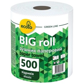 Бумажные полотенца Ecolo Big Roll 2 слоя 500 отрывов