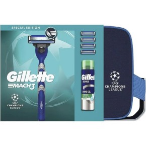 Подарочный набор Gillette Mach 3 (бритва 4 кассеты + гель для бритья 200 мл + косметичка)
