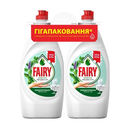 Засіб для миття посуду Fairy Чайне дерево та м'ята 2x900мл