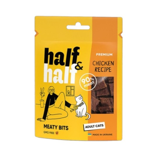 Ласощі Half&Half м'ясні шматочки з куркою для котів 50 г