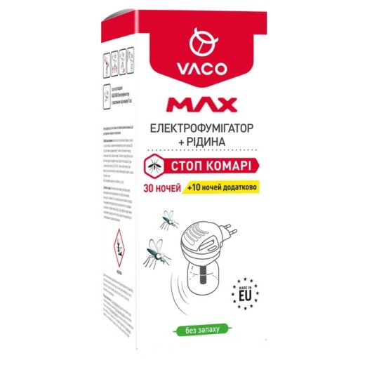 Электрофумигатор VACO Max с жидкостью от комаров 30 мл