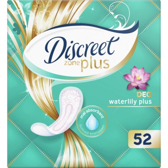 DISCREET Ежедневные гигиенические прокладки ароматизированные Deo Water Lily Plus 52шт