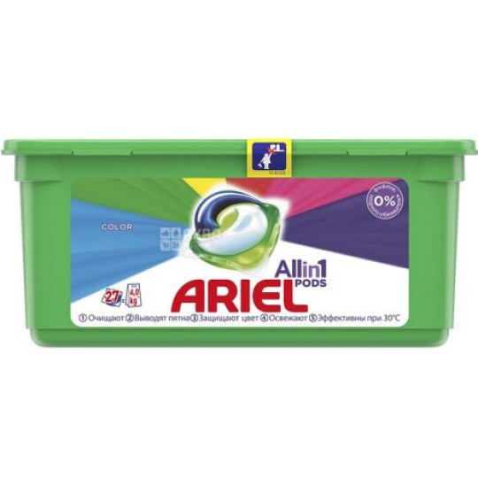 ARIEL Авт Гель СМЗ Редк. в растворных капсулах Цвет 27X22.8г