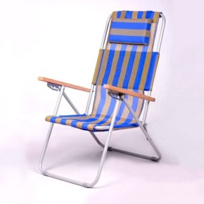 Кресло-шезлонг "Ясень" d20 мм (текстилен сине-желтый)