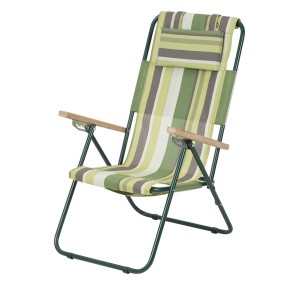 Кресло-шезлонг "Ясень" d20 мм (текстилен зеленая полоса)