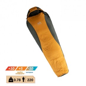 Спальный мешок Tramp Windy Light кокон желтый/серый 220/80-55 (Правый) (TRS-055-R)