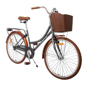 Велосипед FORTE VERONA(женский) с корзинкой сталь., размер рамы 17" дюймов, размер колес 26" дюймов, цвет серый (117870)