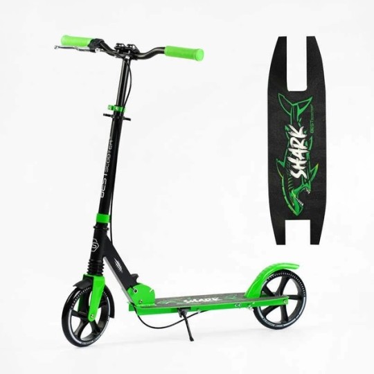 Самокат двухколесный "Best Scooter" 68471 (4) "SHARK", с ручным тормозом, зажим руля, колеса PU 20 см, 1 амортизатор