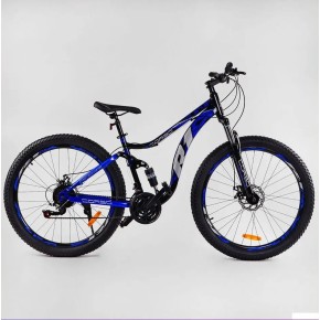 Велосипед спортивний CORSO «R1» 27,5'' дюймів 69979 (1) НАПІВФЕТ, сталева рама 17” з амортизатором, Shimano 21 швидкість