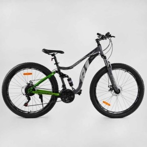 Велосипед спортивний CORSO «R1», 27,5 дюймів 84734 (1) НАПІВФЕТ, сталева рама 17” з амортизатором, Shimano 21 швидкість